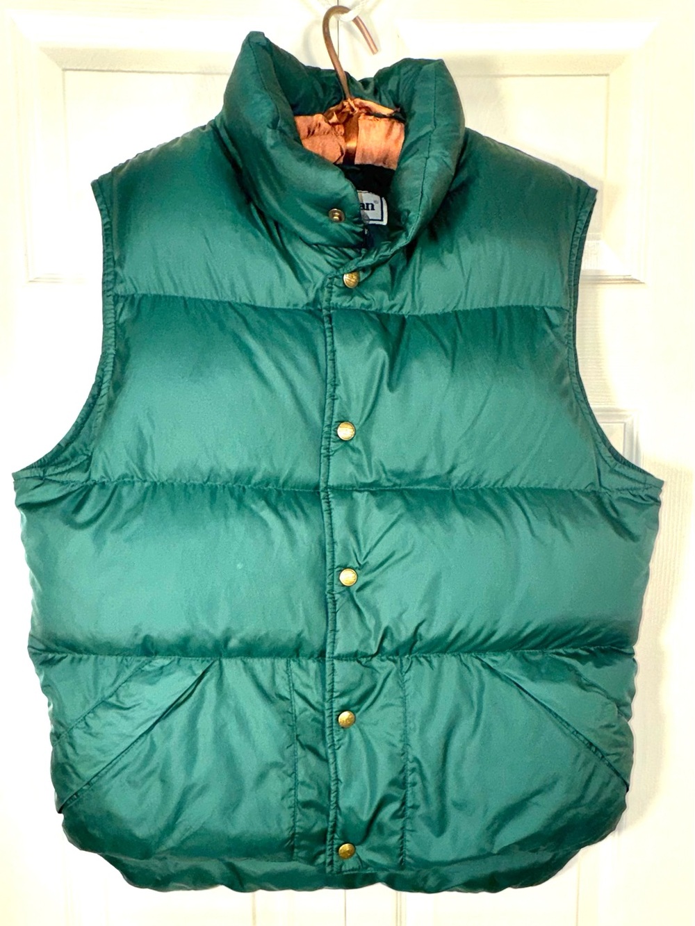 L.L.Bean Outdoors Down Puffer Vest Small Green Packable Hiking Vintage